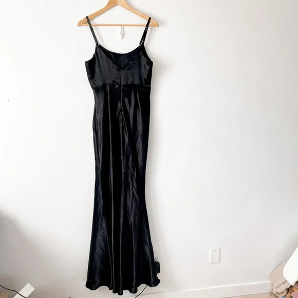 Lulus Make You  Shine Satin Mermaid Maxi Dress Gown Black Size Medium - Picture 8 of 11
